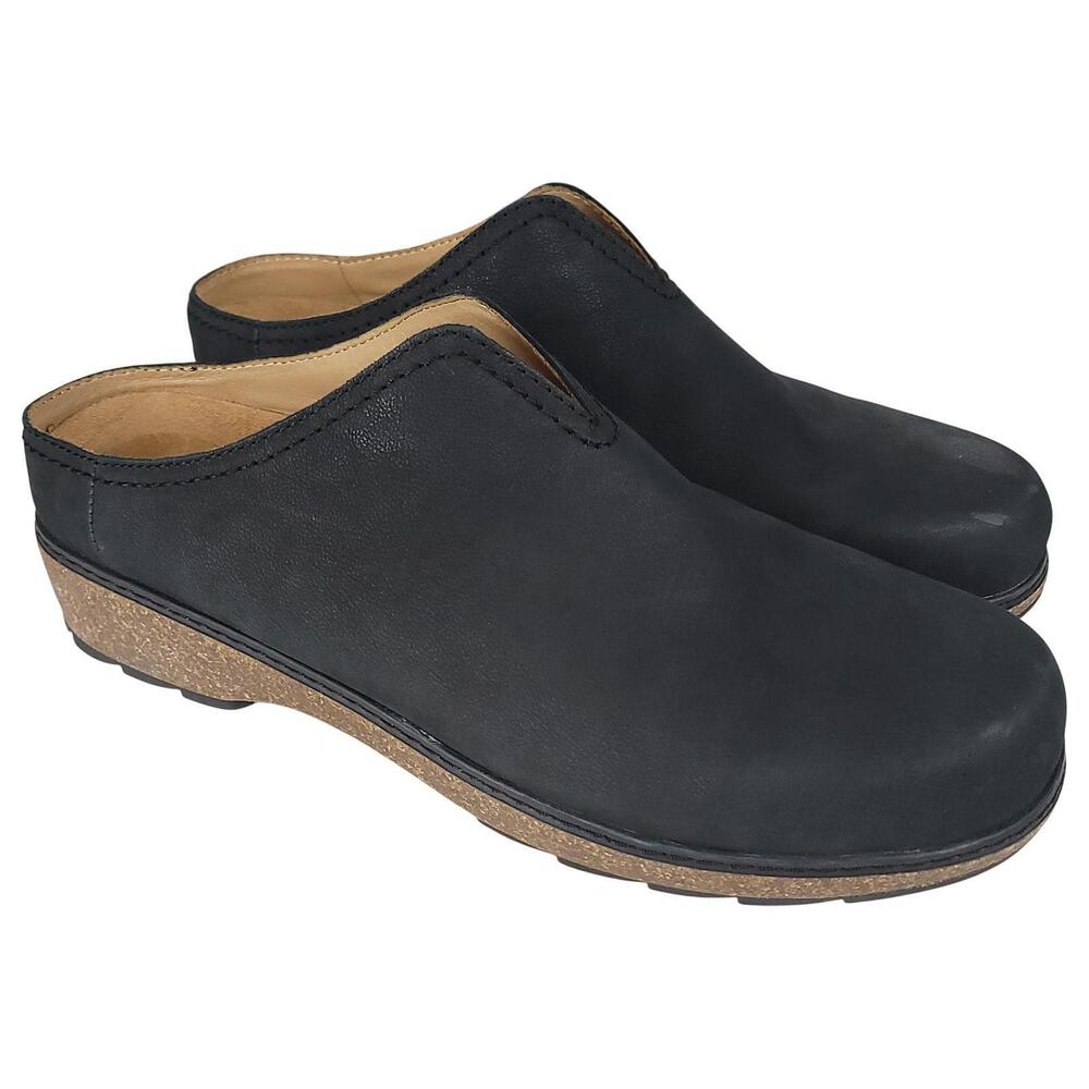 Earth Kolia Shoes Women 12M Black Leather Slip On Comfort Clogs Mules